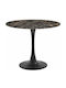 Berwyn 2174 Round Table Dining Room with Glass Surface Black, Black Marble, Gold 73x73cm