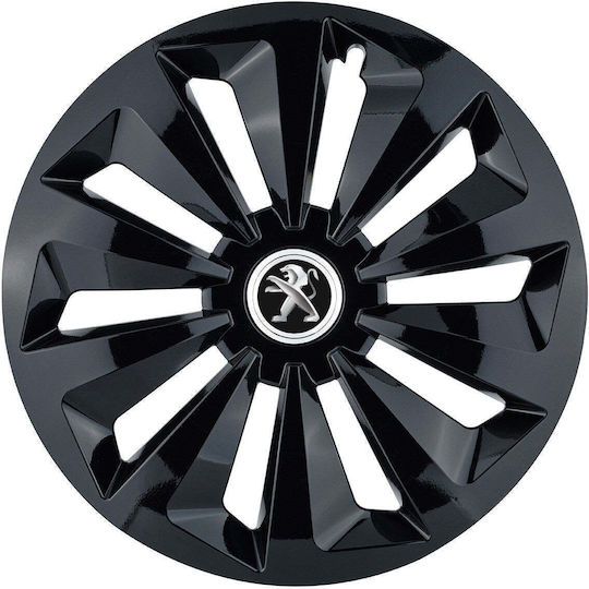 Set 4 Fox Black Wheel Covers R15 Peugeot Car Range