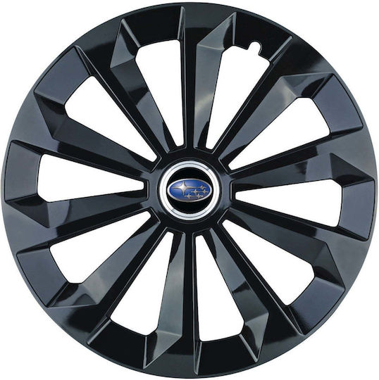Set 4 Fame Black Car Hubcaps R15 Subaru Car Range
