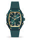 Women's Watch with Green Rubber Strap