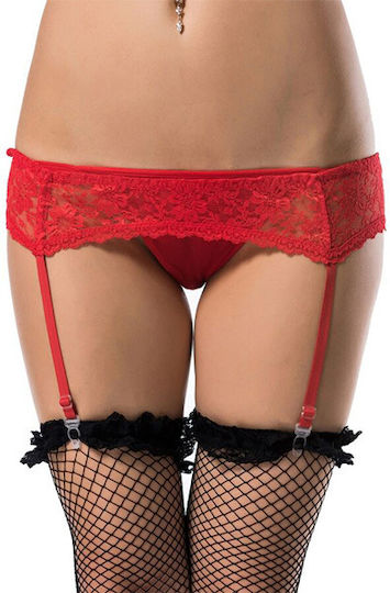 Floral Motifs Thong Garter Belt L Xl