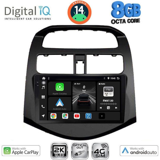 Digital IQ Car Audio System for Chevrolet Spark 2009-2015 (Bluetooth/USB/WiFi/GPS/Apple-Carplay/Android-Auto) with Touch Screen 9"