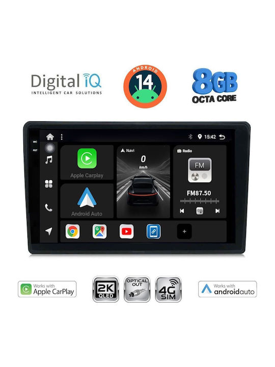 Digital IQ Auto-Audiosystem für Alfa Romeo Spinne / Brera 2004-2012 (Bluetooth/USB/WiFi/GPS/Apple-Carplay/Android-Auto) mit Touchscreen 9"