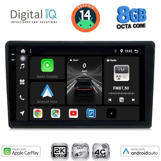 Digital IQ Car Audio System for Alfa Romeo Spider / Brera 2004-2012 (Bluetooth/USB/WiFi/GPS/Apple-Carplay/Android-Auto) with Touch Screen 9"