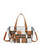 Gallantry Karierte Tote Tasche Damen Dekorative Schleifen Anhänger Schulterriemen Braune
