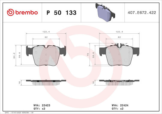 Set Plăcuțe de Frână Brembo Disc Frână P 50 133