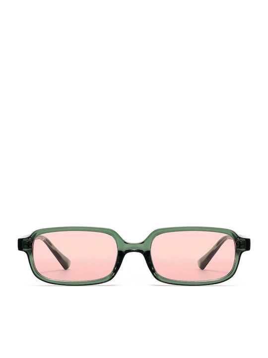 Red Raven Noire Unisex Sunglasses with Green Pl...