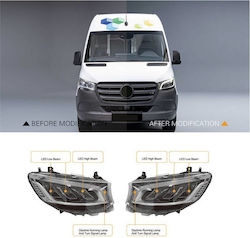 Μπροστινά Φανάρια Set Mercedes-benz Sprinter W907 2018-2023 Μαύρα Full Led Carner