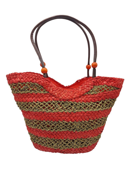 Wicker Beach Bag Red