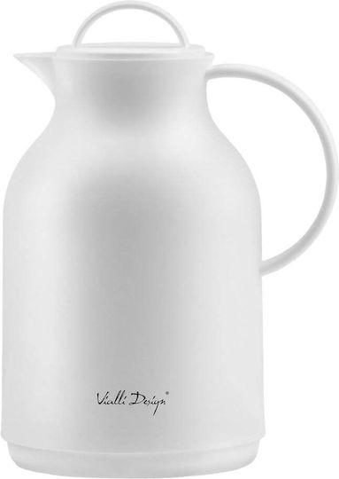 Vialli Design Κανάτα Θερμός Γυάλινο 1lt Λευκό