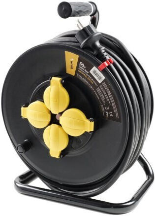 Technik Waterproof Extension Reel Cord 3 x 1mm²/50m Black