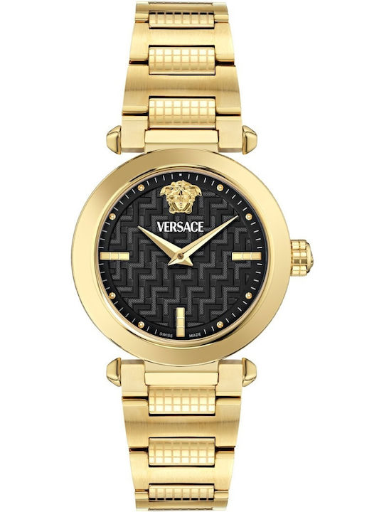 Versace Ανδρικό Ρολόι 35mm Μπαταρίας με Χρυσό Μεταλλικό Μπρασελέ