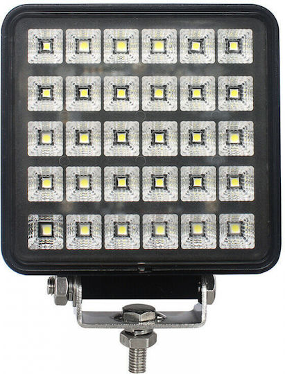 LED Square Waterproof Car Headlight 12v-24v 15w 30 SMD 11cm Black