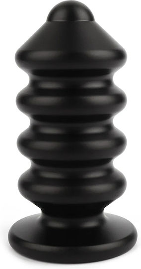 Mr Steel Ass Blaster Premium Aluminium Ribbed Anal Plug Extra Stimulation Medium Black