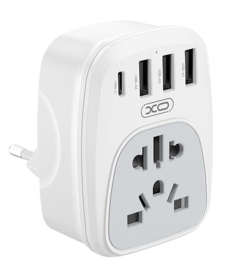 XO WL26 Адаптер за контакт от Universal в Universal с 3 USB порта