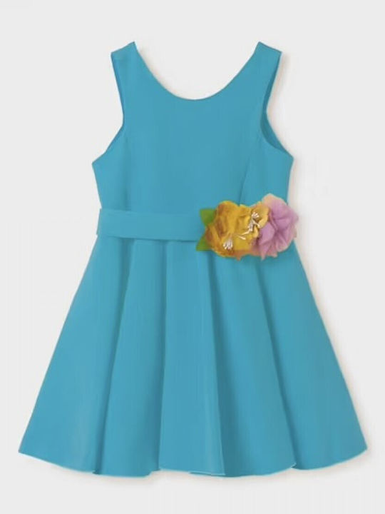 Mädchenkleid Blumen Türkis