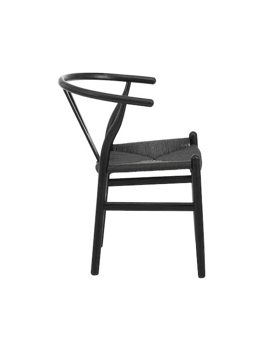 Wishbone Dining Room Wooden Chair Black 60x51x80cm