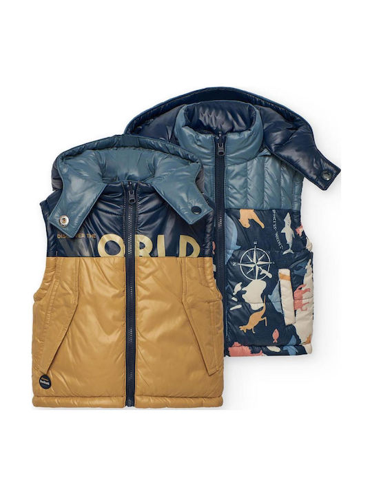 Kids' Coat Sleeveless Double Sided with Hood Navy
