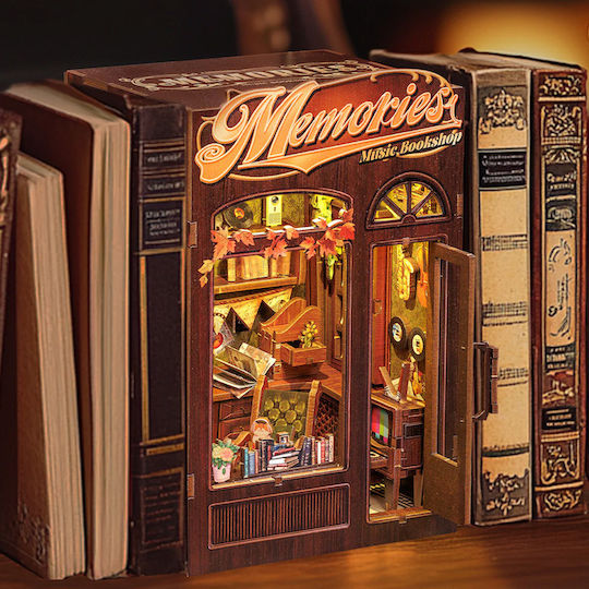 Cutebee Book Nook Kit DIY Memories Music Bookshop 136pcs + LED Light