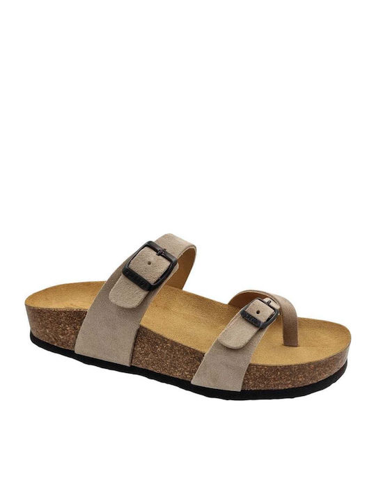Plakton Leather Women's Flat Sandals Piedra