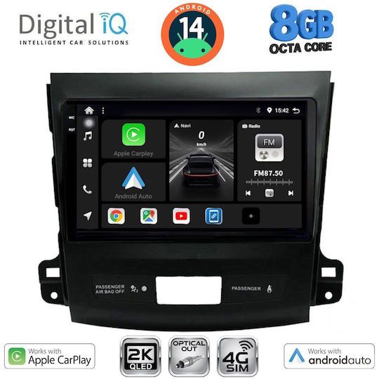 Digital IQ Car Audio System for Peugeot 4007 Mitsubishi Outlander Citroen C-Crosser 2006-2012 (Bluetooth/USB/WiFi/GPS/Apple-Carplay/Android-Auto) with Touch Screen 9"