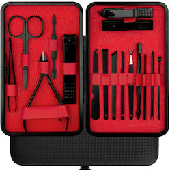 Manicure Set 16 Pieces Black-red