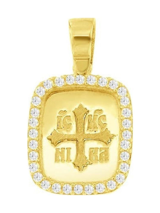 Eforo Gold Constantine Talisman with Stones 14K Gold Plated with Zircon