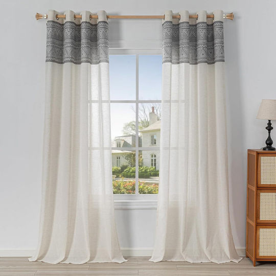 Σετ Κουρτίνες με Τρουκς 2 Pieces Λευκές 140x245εκ.
