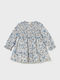 Kinderkleid Langärmelig Samt Blumen Light Blue
