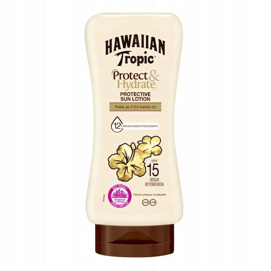 Hawaiian Tropic Protect Hydrate Sun Waterproof Sunscreen Lotion for Body SPF 15 180ml
