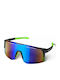 6 Spots Unisex Sunglasses with Black Plastic Frame and Multicolour Mirror Lens 6SPBVGF