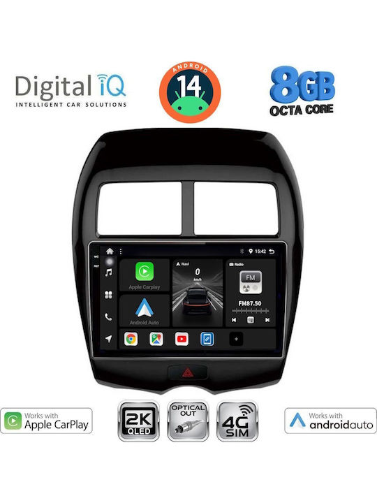Digital IQ Car Audio System for Peugeot 4008 Mitsubishi Asx 2012-2018 (Bluetooth/USB/WiFi/GPS/Apple-Carplay/Android-Auto) with Touch Screen 10"