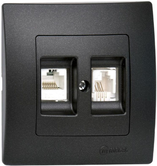Lillium Socket Rj11+Data Rj45 Black Matte Makel 2-m32054037