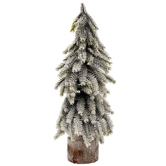 Christmas Decorative Snowy Wood Tree Green Base