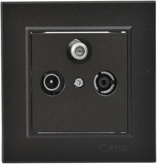 Karea TV-Antennensteckdose Sat-tv T-Terminal Schwarz Matt Makel 2-m57054066
