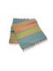 Rug Rectangular Cotton with Fringes Orange-turquoise
