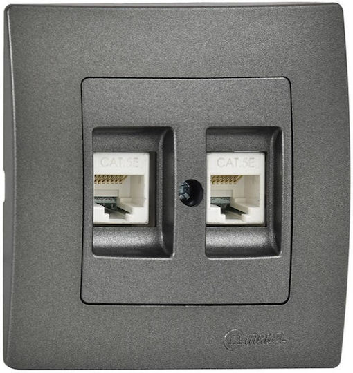 Lillium Priză RJ45 2 Prize C5 Antracit Mat Makel 2-m32050036