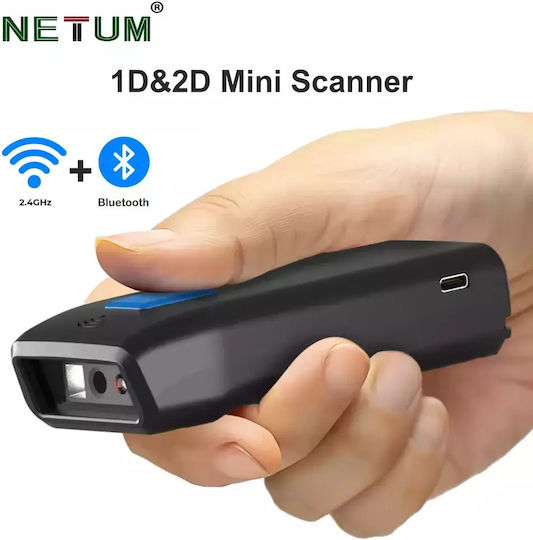 Netum Scanner portabil Wireless cu capacitate de citire a codurilor de bare 2D și QR