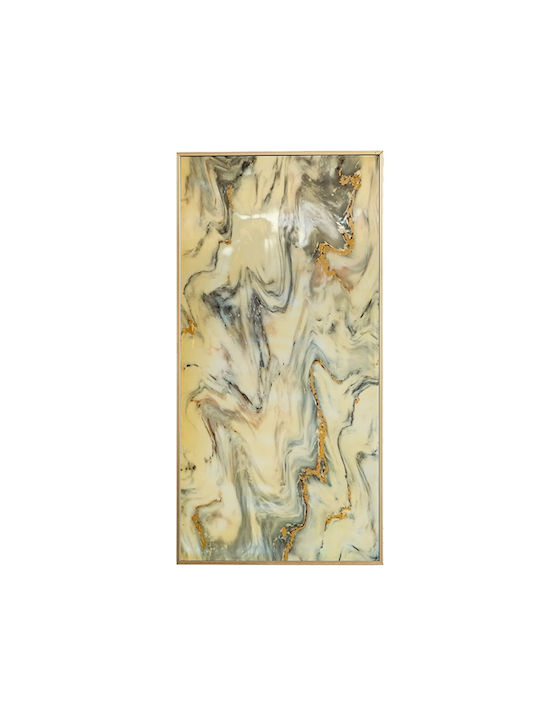 Artekko Assos Mdf Painting Marble Effect Gold Details 122x5x60 Cm 122cm X 5cm X 60cm