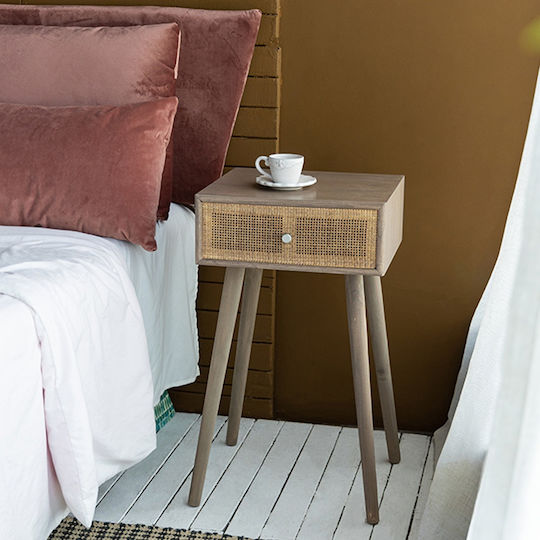 Artekko Cons Brown MDF Console Rattan 40x37x70 Cm 40cm X 37cm X 70cm