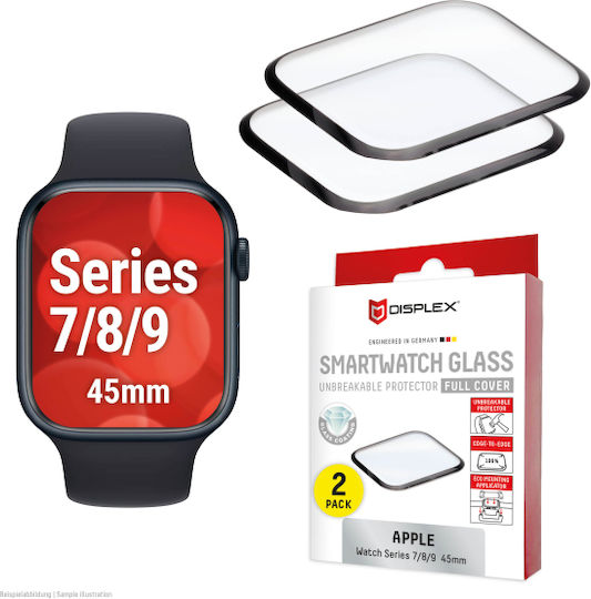 Displex Fc Glas Schutzfolie Für Apple Watch 7 8 9 45mm Schwarz 2er Pack