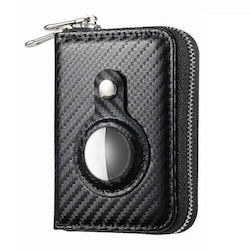 Leather Wallet Case for AirTag in Black Color