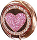 Λαβή Δαχτυλίδι Metal Ring Holder Round Glitter Heart Smartphone Rose Gold