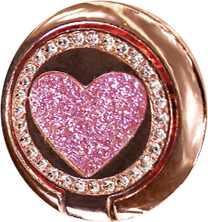 Λαβή Δαχτυλίδι Metal Ring Holder Round Glitter Heart Smartphone Rose Gold