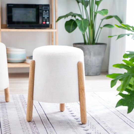 Hocker Für das Wohnzimmer Gepolstert mit Stoff White