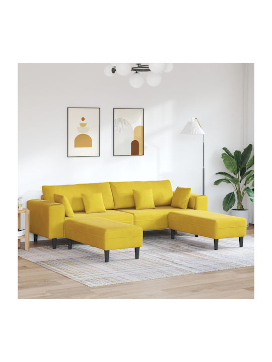 Living Room Furniture Set Couch & Stool Yellow