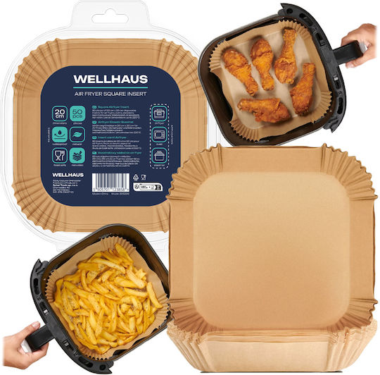 Wellhaus Inserție Pătrată Pentru Air Fryer 20x20 Cm X50 Bucăți