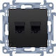 Simon 10 Computer Socket Double Rj45 Category 6 Shielded Module Matt Black C62e.01/49
