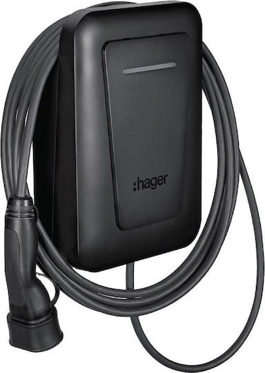 Hager Witty One Wall Mounted Single Phase 3.7kW Charging Station with Built-in Cable Type 2 (XVR107C)