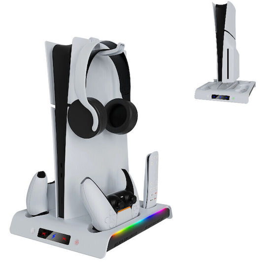 Cooling Stand Dual Charger Grip RGB Lights Console Accessories PS5 Slim